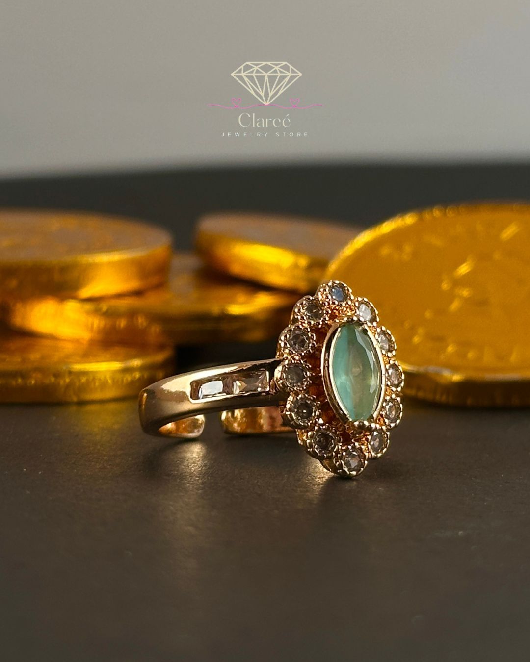 β¨ Celeste Bloom Emerald Zircon Ring β¨