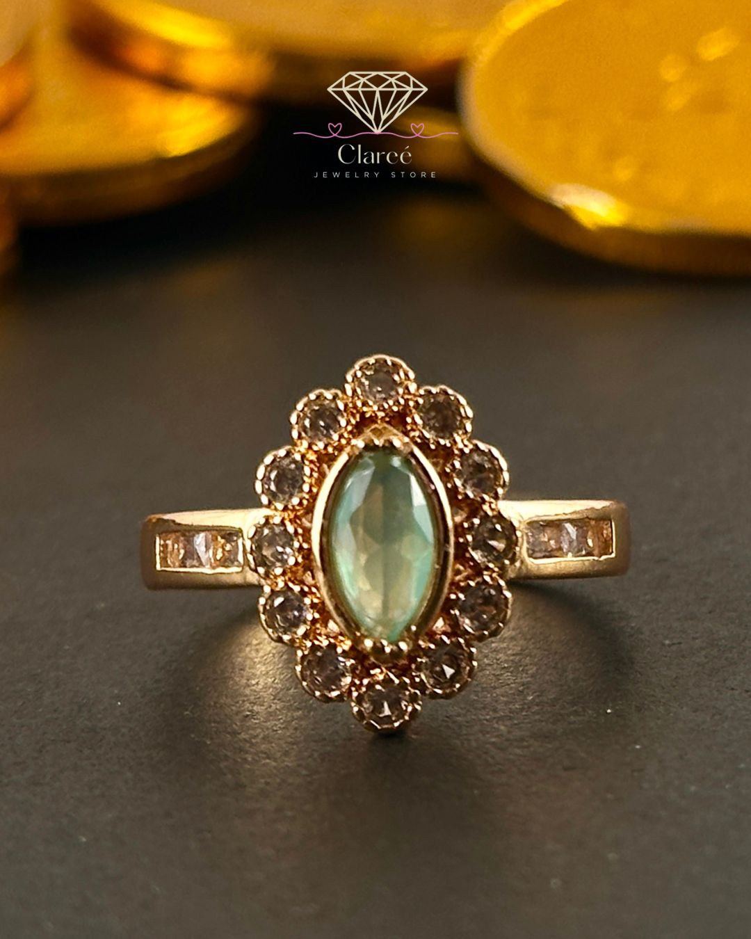 β¨ Celeste Bloom Emerald Zircon Ring β¨