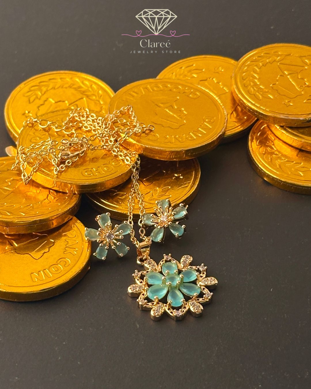 Aqua Bloom Zircon Set